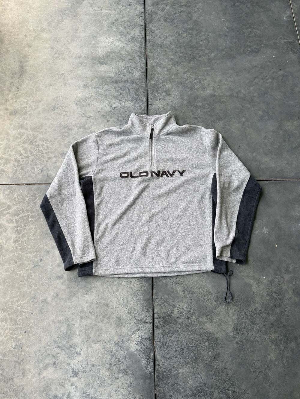 Vintage Y2K Old Navy 1/4 Zip Fleece Pullover Gray Navy Mens Medium